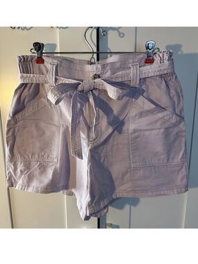 Old Navy Women’s Lavender Shorts Tie Waist Button  Pockets Twill Size Medium